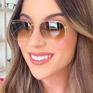 LIKE NEW RayBan Hexagonal RB3548 Gradient Brown Sunglasses